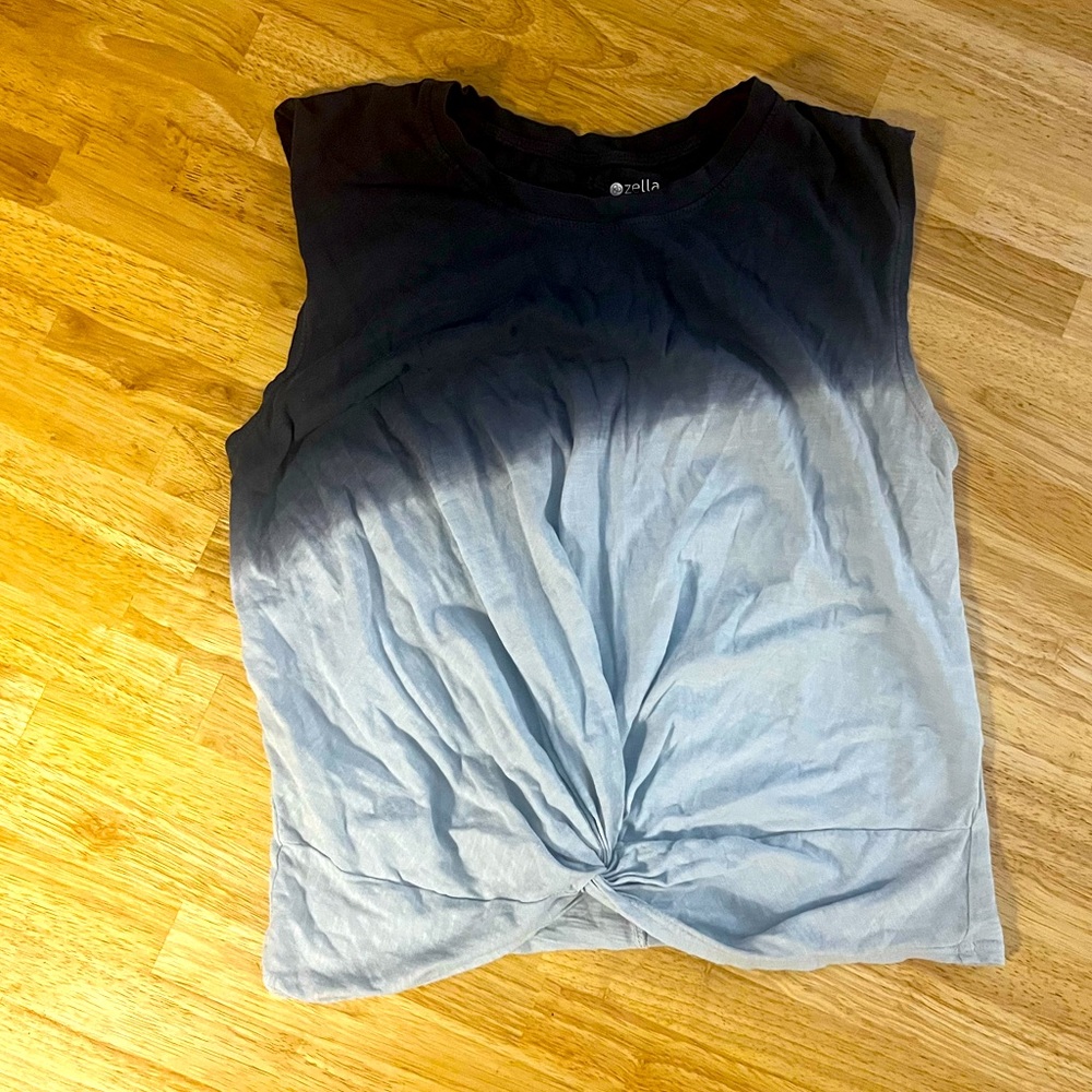 Zella navy Ombré Cropped Workout Tank Top, Sz XS